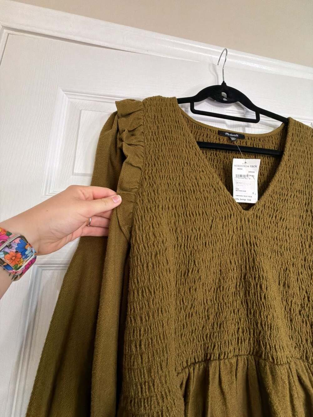 Madewell Olive Green Mini Dress NWT - Picture 6 of 9